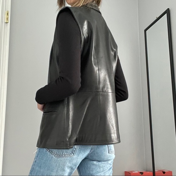 EUC BEBE BLACK LAMBSKIN LEATHER VEST - Picture 2 of 7
